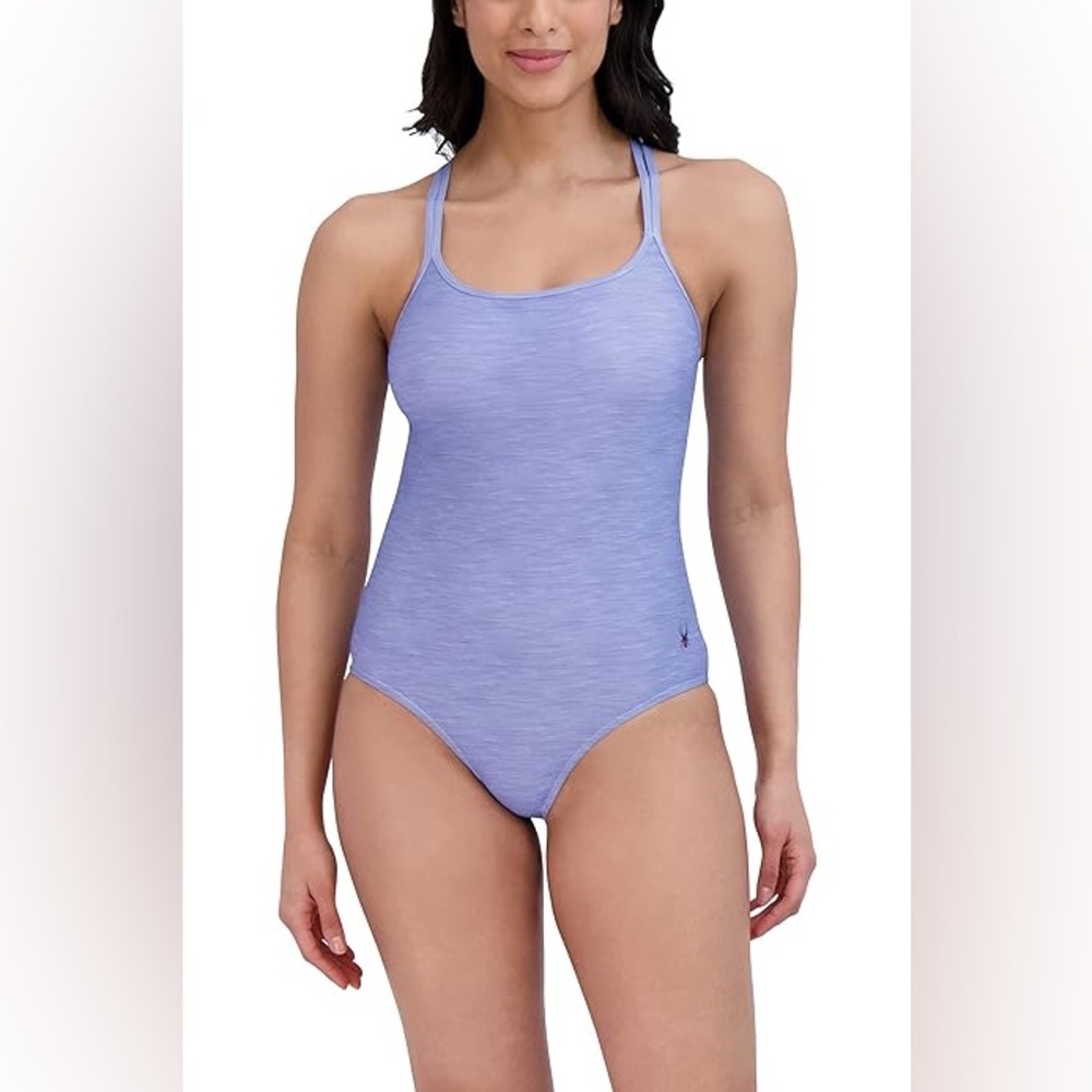 2- Spyder one piece blue bathing suit